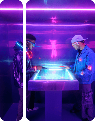 People using an interactive table